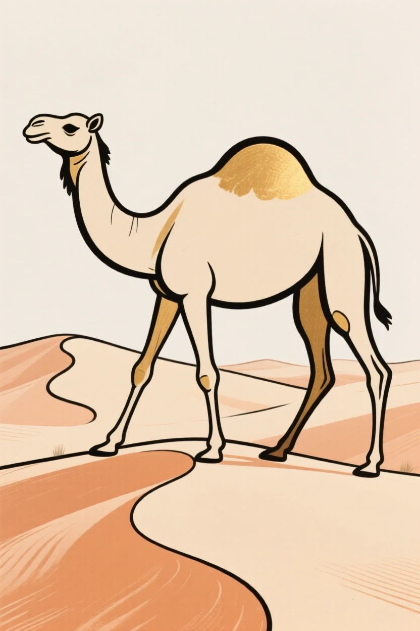 A camel crossing sand dunes