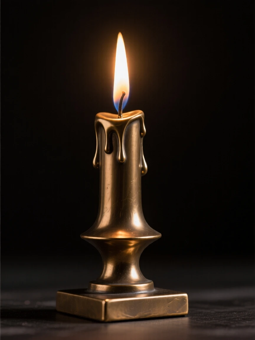 A single candle flame glowing steadily in darkness, symbolizing hope, composed with striking clarity and a strong central focal point, evoking deep emotional resonance