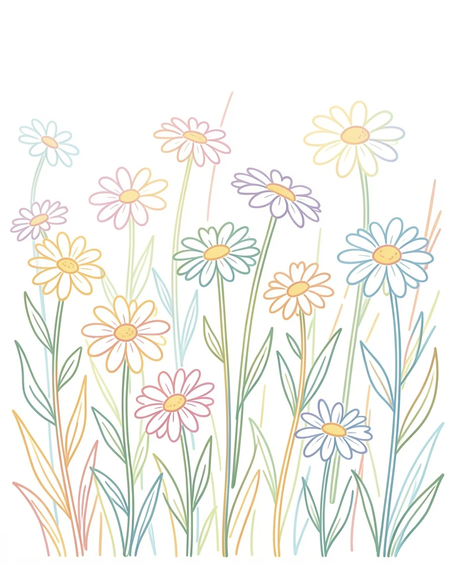 A field of chamomile flowers swaying gently in early morning light.