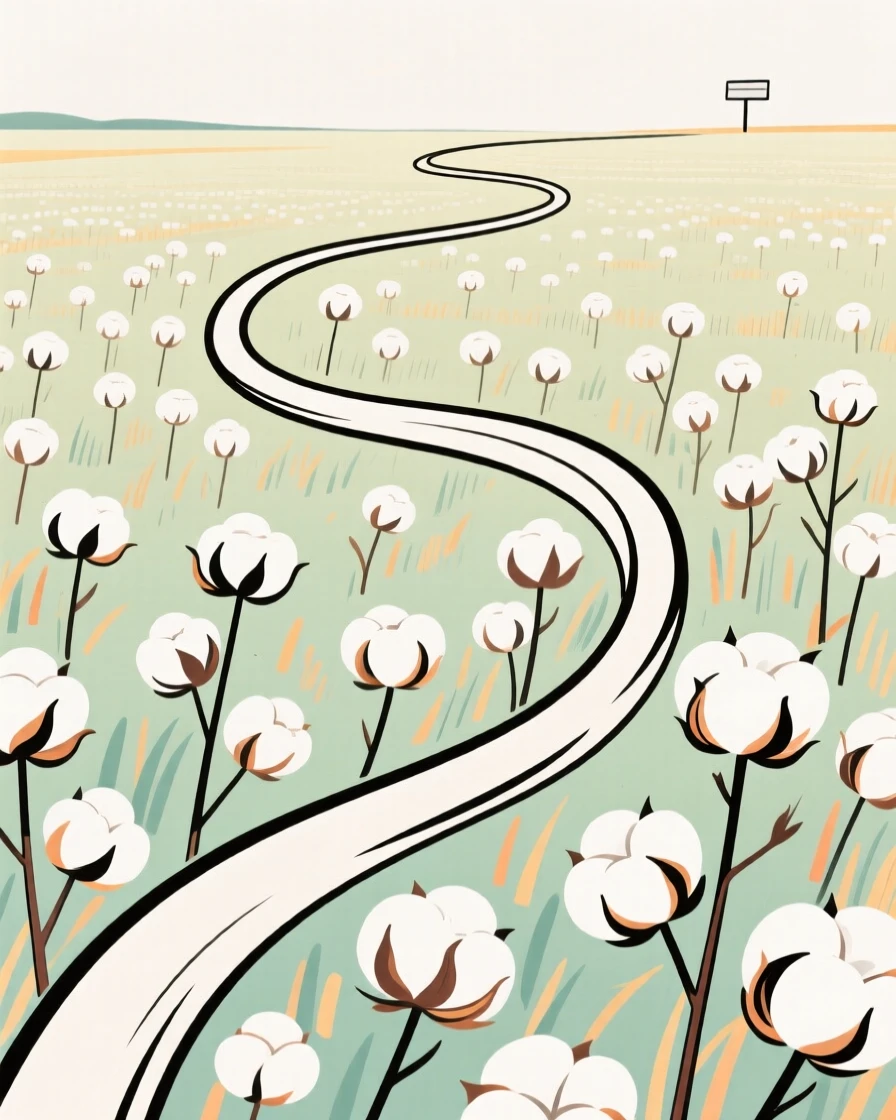 A field of blooming cotton plants ready for harvest.