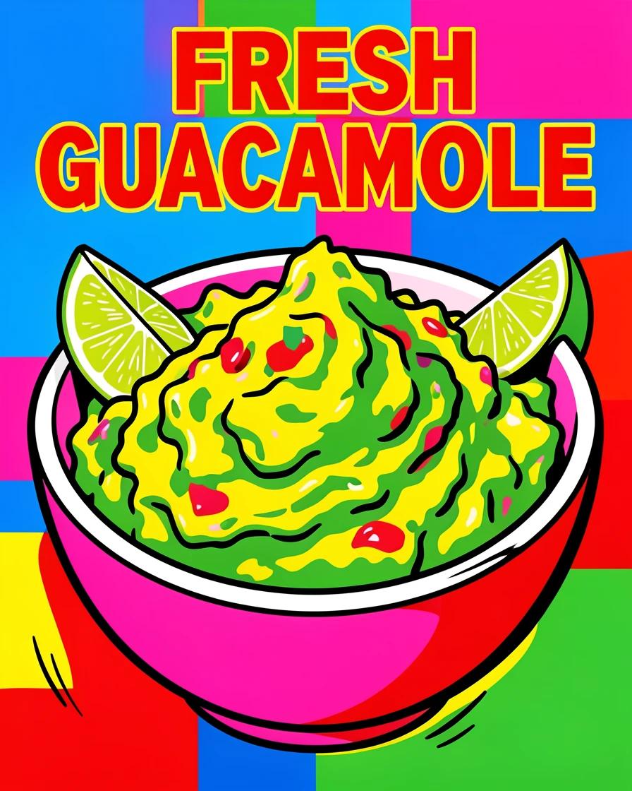 Bowl of fresh guacamole with lime wedges