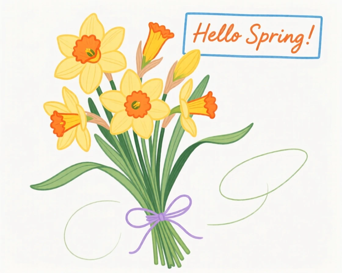 A bouquet of daffodils announcing the arrival of spring.