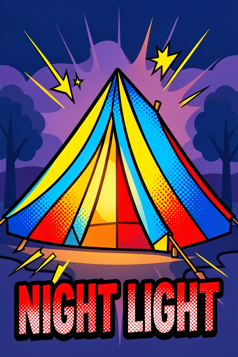 A tent illuminated from within