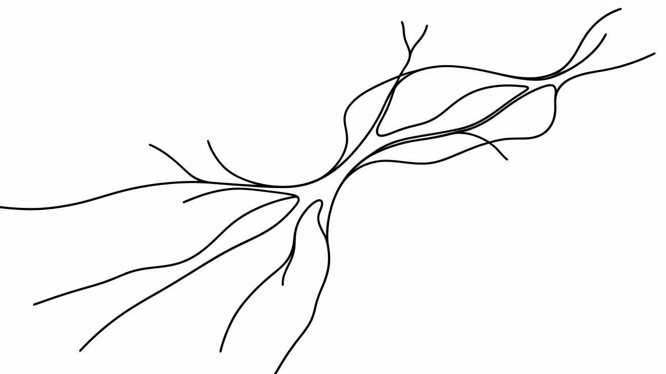 A quiet river delta branching into the sea from above