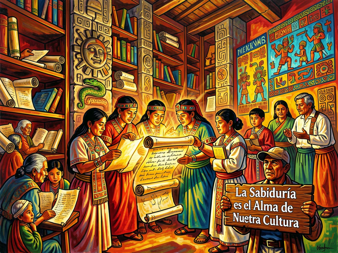 An ancient library filled with scrolls and manuscripts