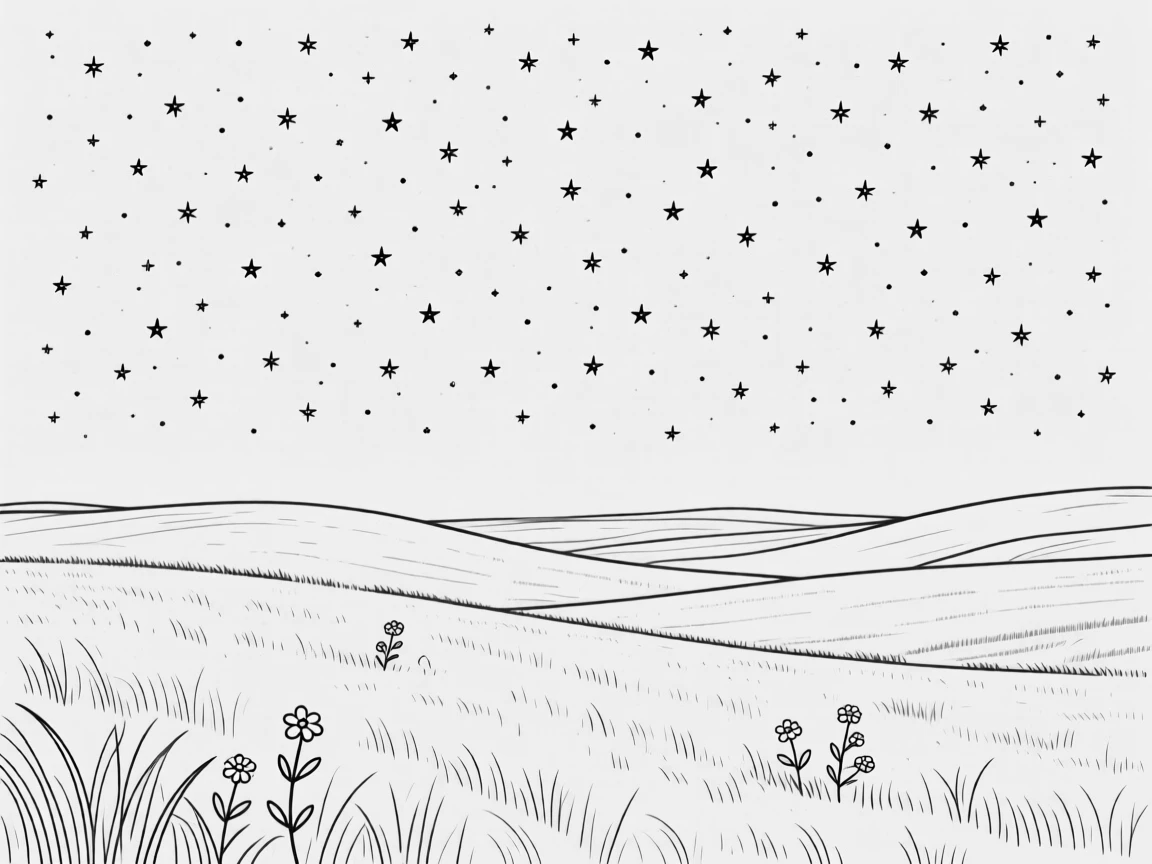 A wide open prairie under a sky full of stars