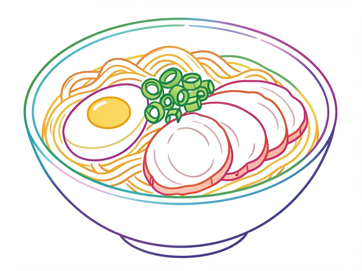 A bowl of ramen with a soft-boiled egg, scallions, and sliced pork arranged neatly.