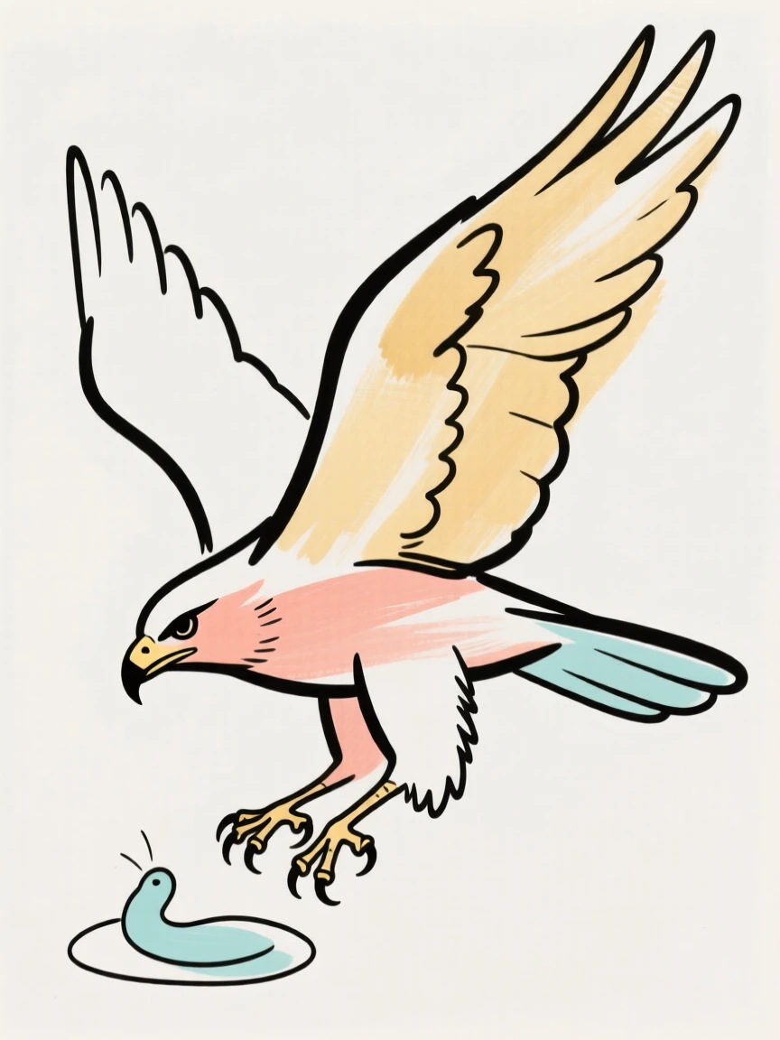 A hawk diving toward prey