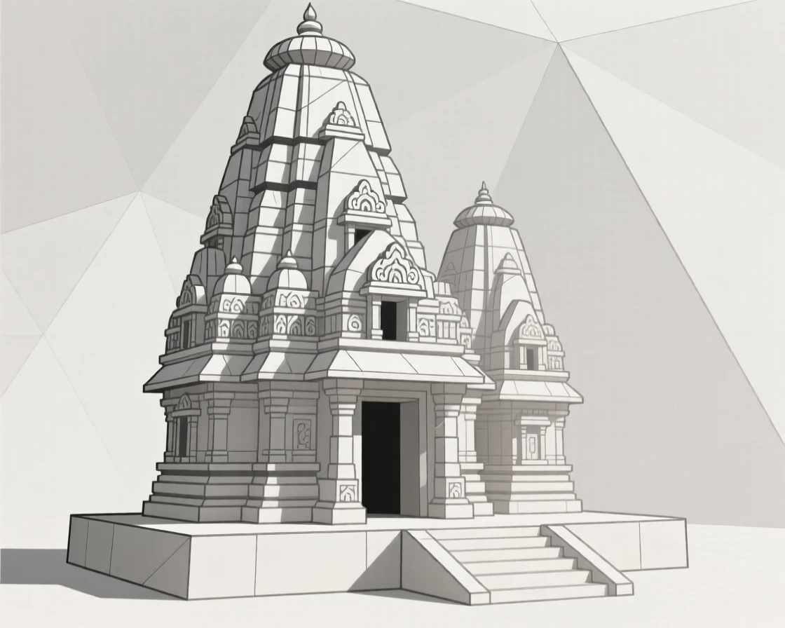 A Hindu temple with elaborately carved stone towers