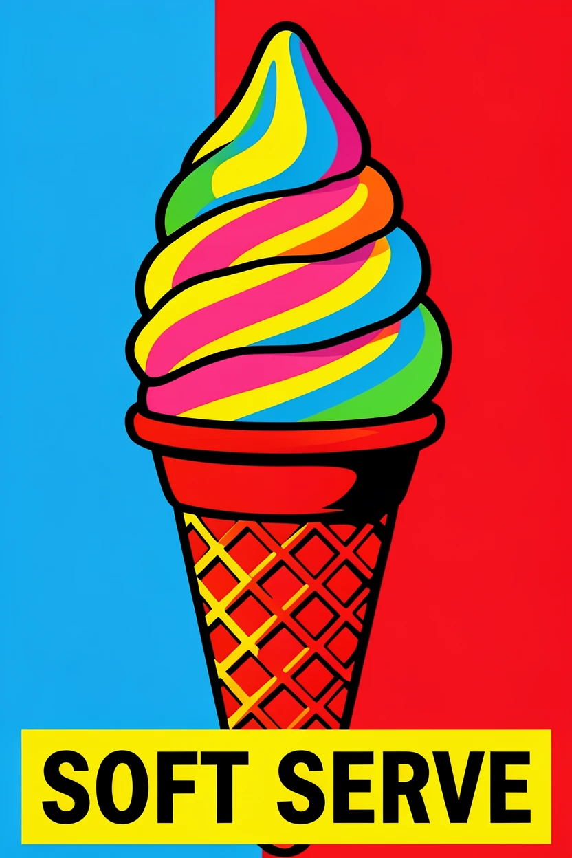 Soft serve ice cream cone swirl