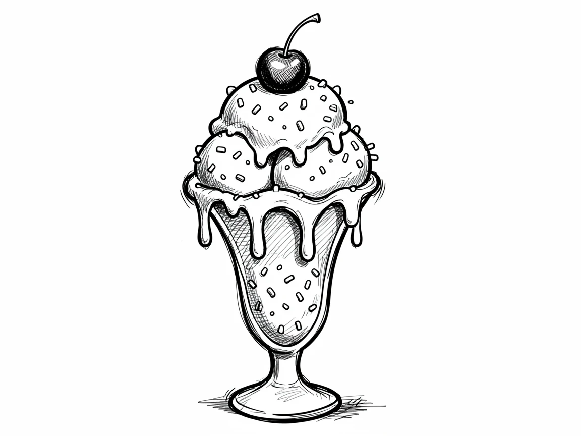 A giant ice cream sundae topped with a cherry and sprinkles.