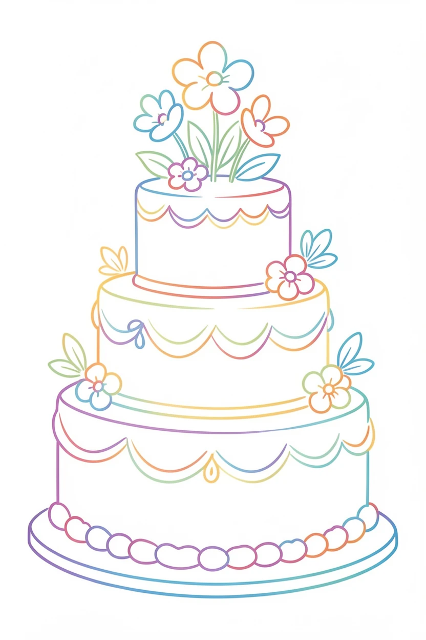 A three-tier wedding cake decorated with sugar flowers and delicate piping.
