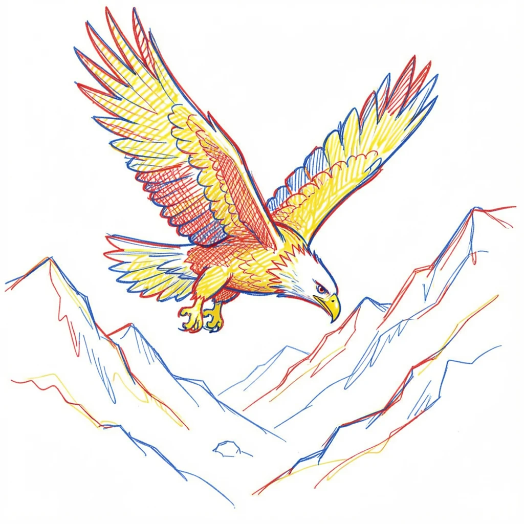 A golden eagle diving steeply toward its prey in a mountain valley