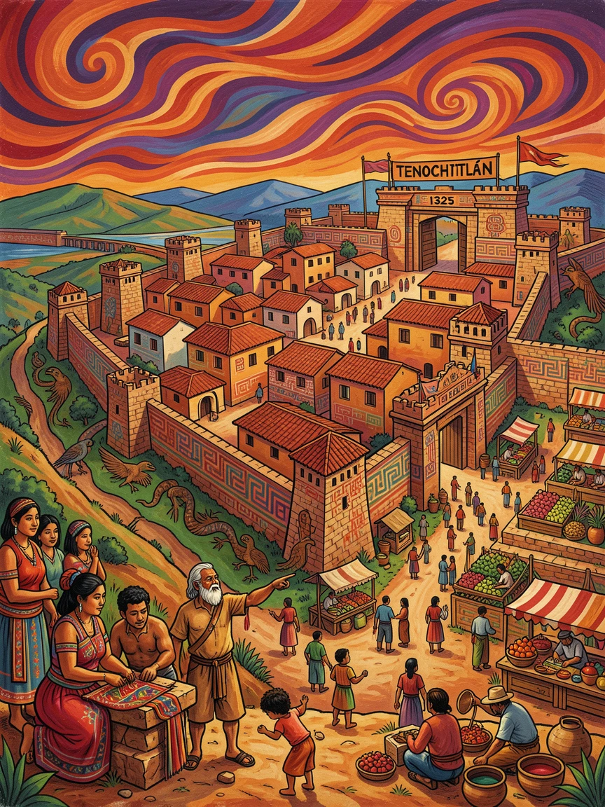 A view of an ancient walled city from a nearby hilltop