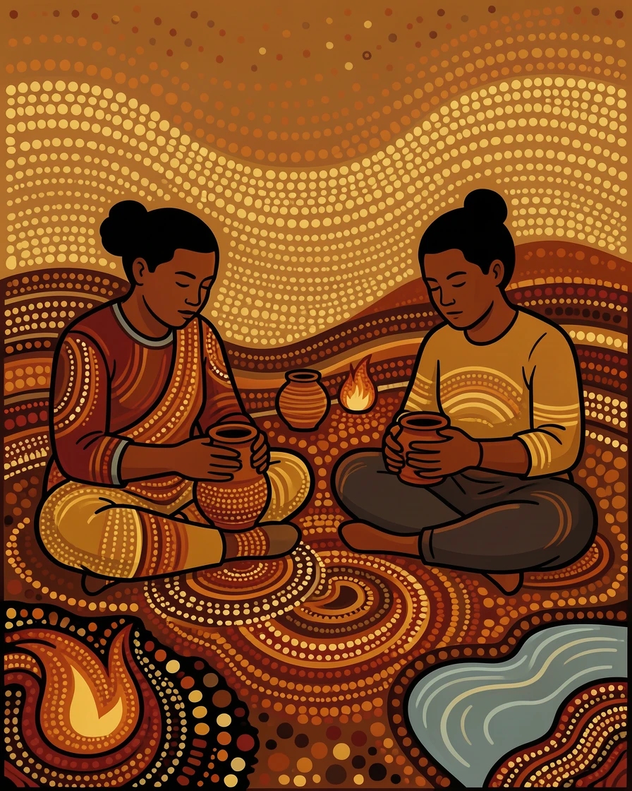Craftsmen shaping pottery by hand