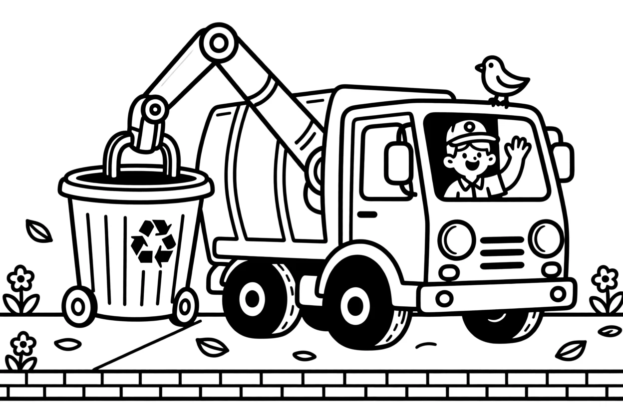 A garbage truck lifting a bin with its mechanical arm