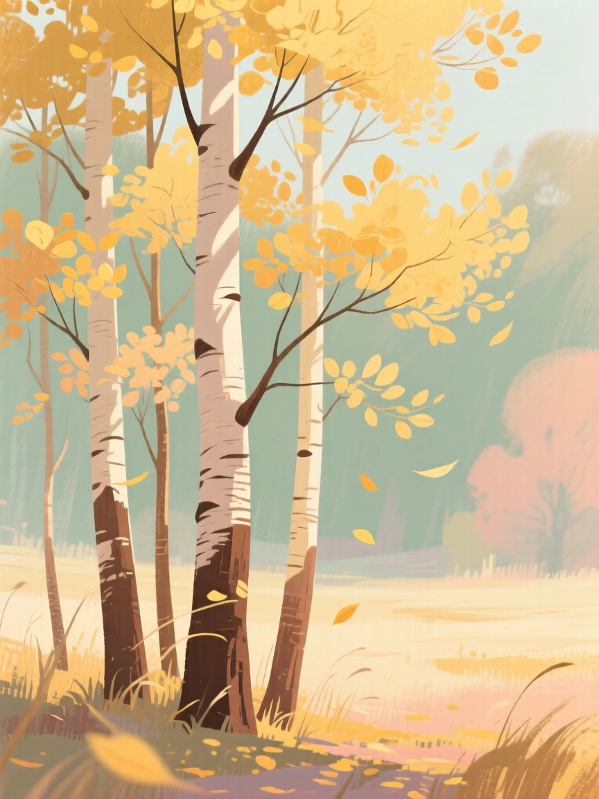 A stand of golden aspen trees shimmering in an autumn breeze