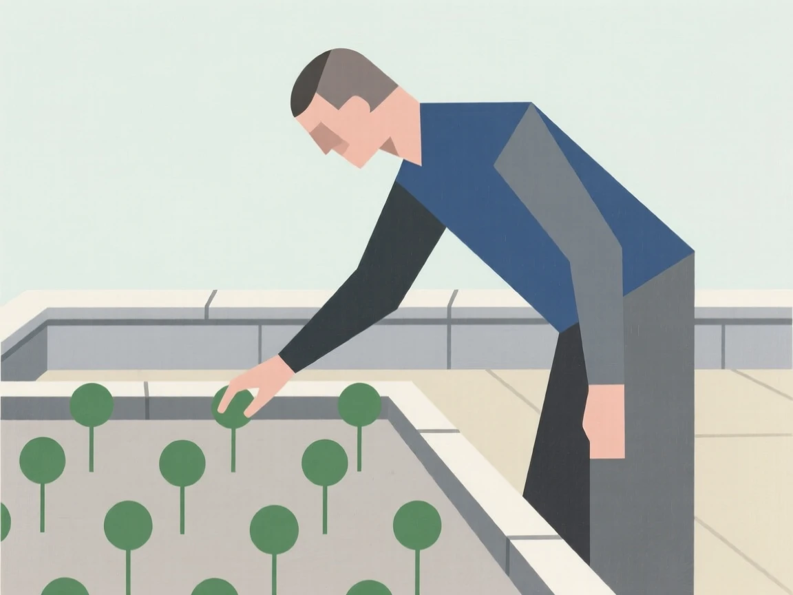 A man tending to a rooftop garden