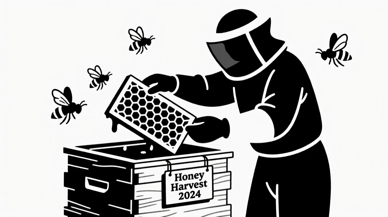 A beekeeper harvesting honey from a hive.