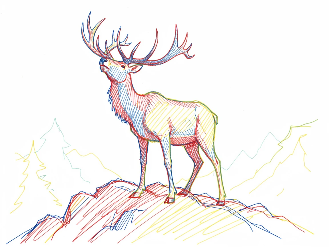 A majestic elk bugling atop a ridge during autumn rut