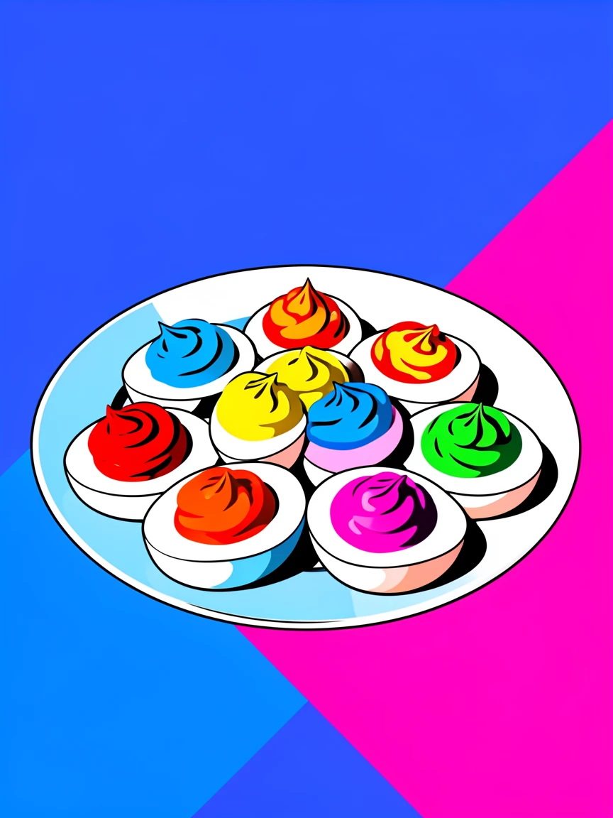 Plate of colorful deviled eggs
