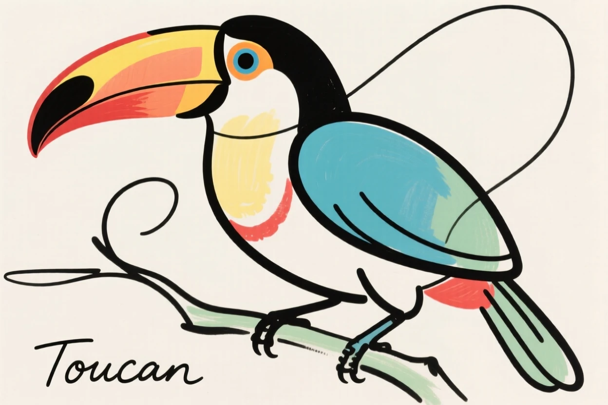 A toucan with a colorful beak