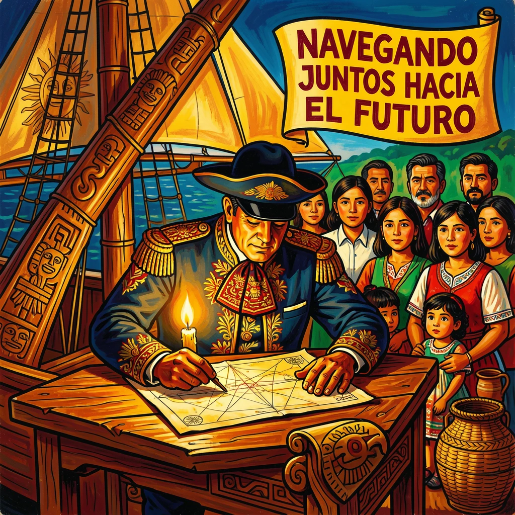 A ship's captain charting a course by candlelight