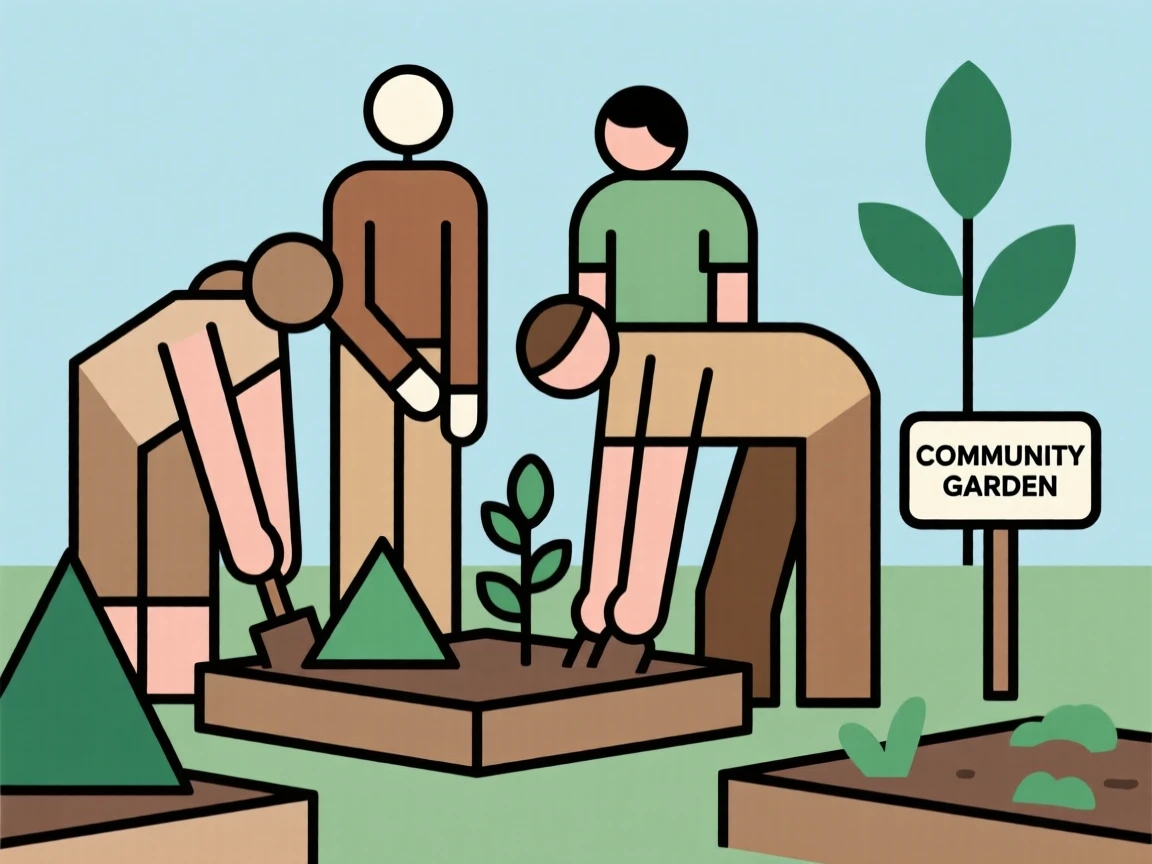 A group of people volunteering at a community garden