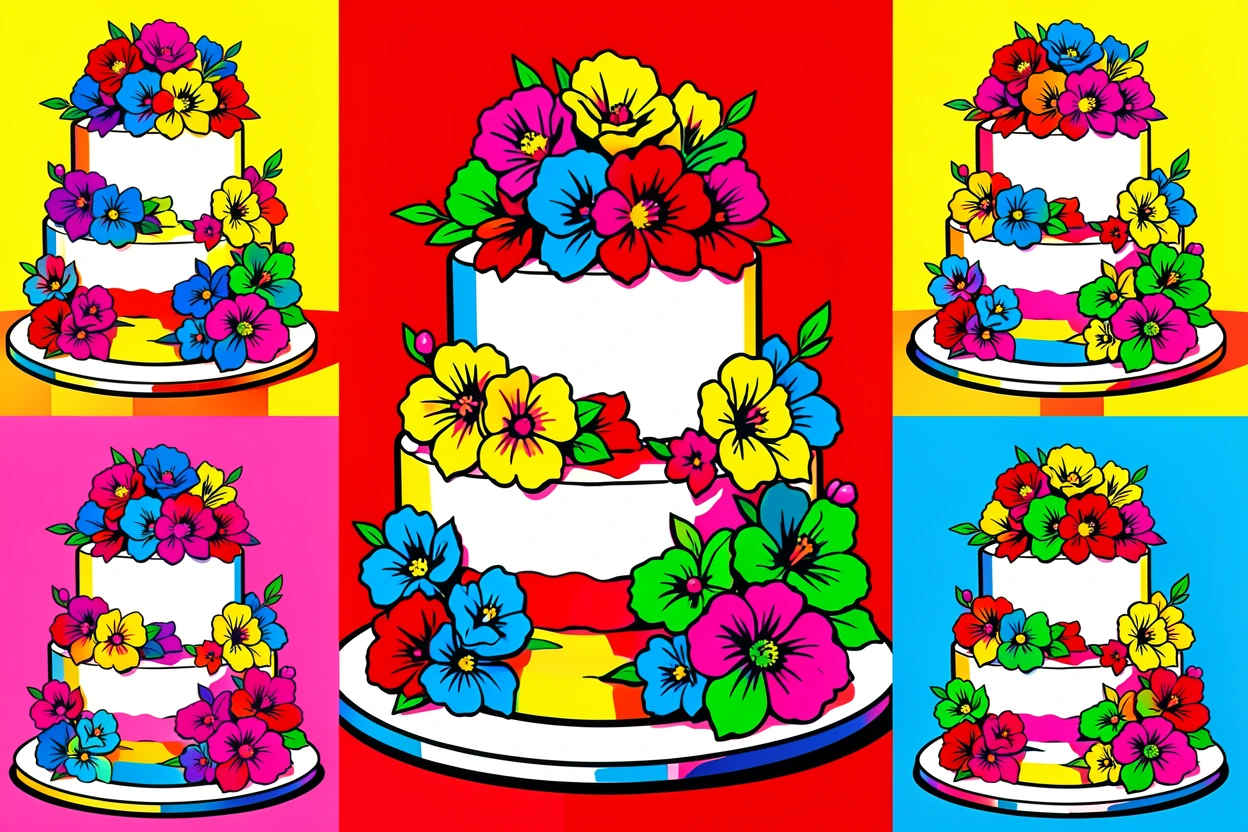 Wedding cake with white frosting and flowers