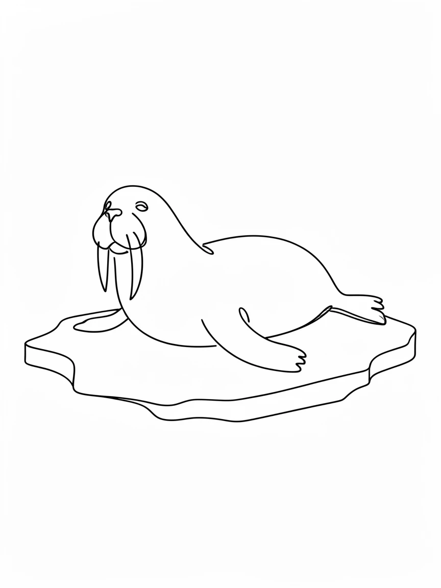 A walrus resting on an ice floe in the arctic sea