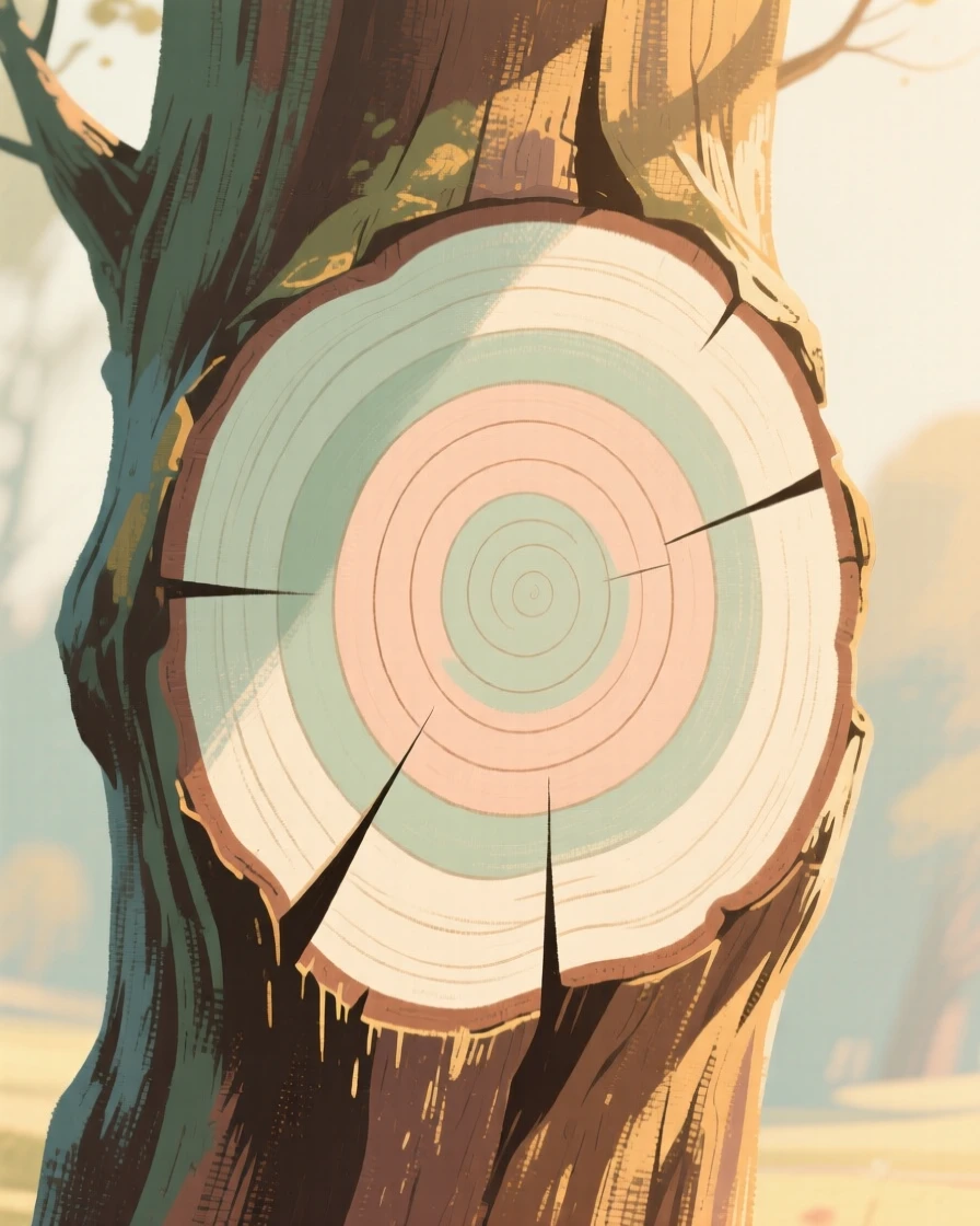 A study of tree rings revealing the age of an ancient trunk