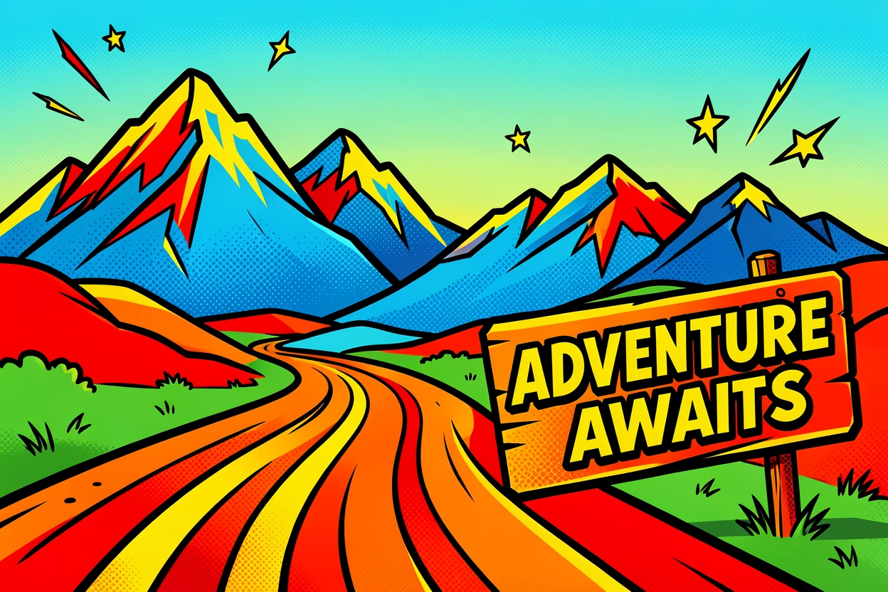 A winding dirt road leading toward distant mountains