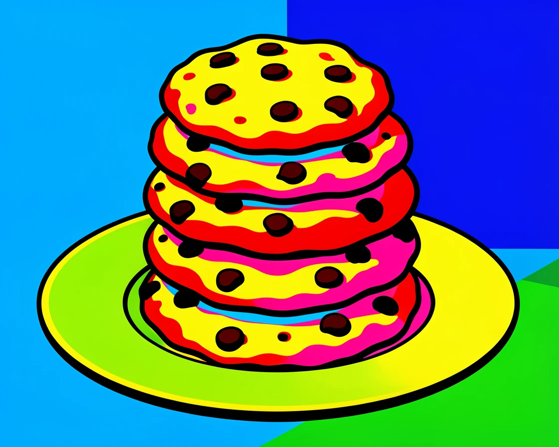 Plate of chocolate chip cookies stacked high