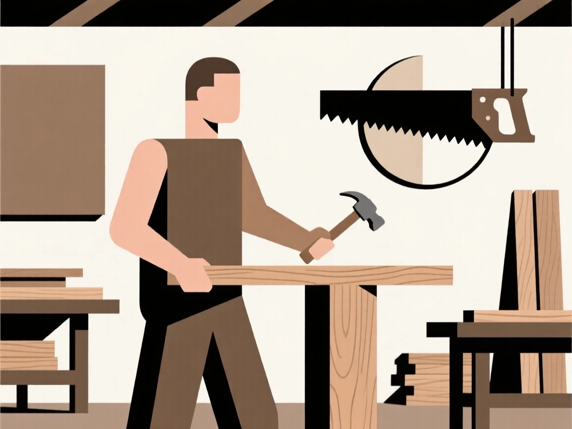 A man doing carpentry in a wood workshop