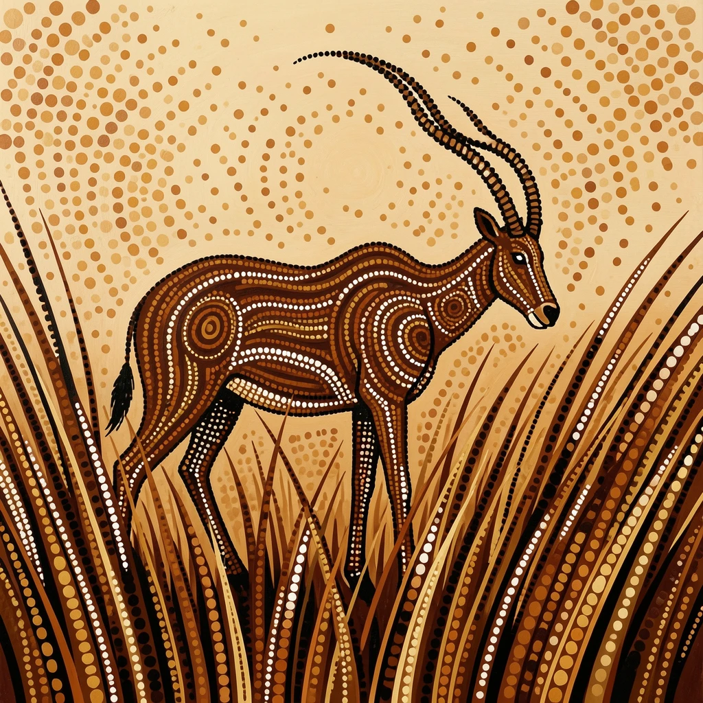 A addax stalking silently through tall grass