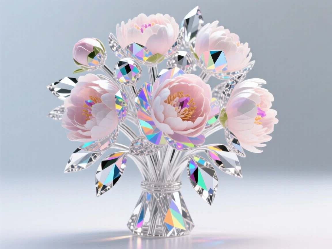A bouquet of peonies in full bloom, soft pastel petals catching window light.
