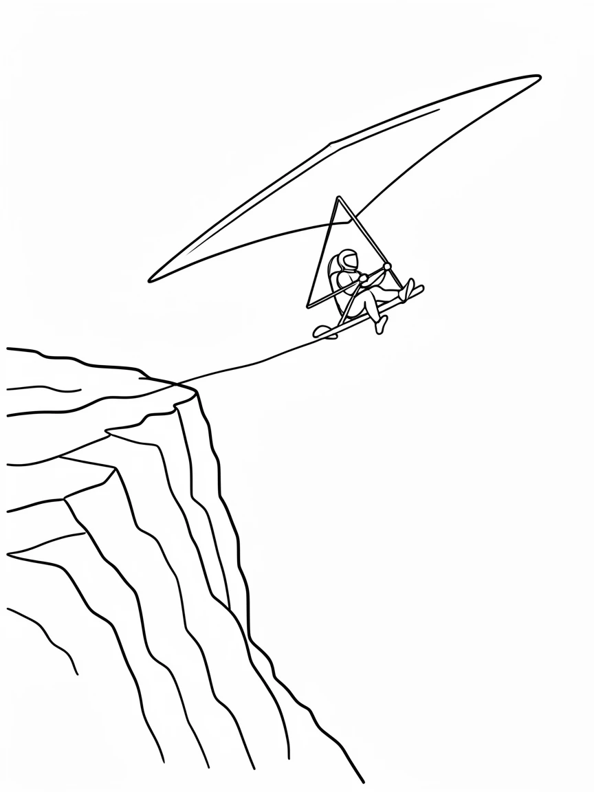 A hang glider soaring above a rugged coastal cliff