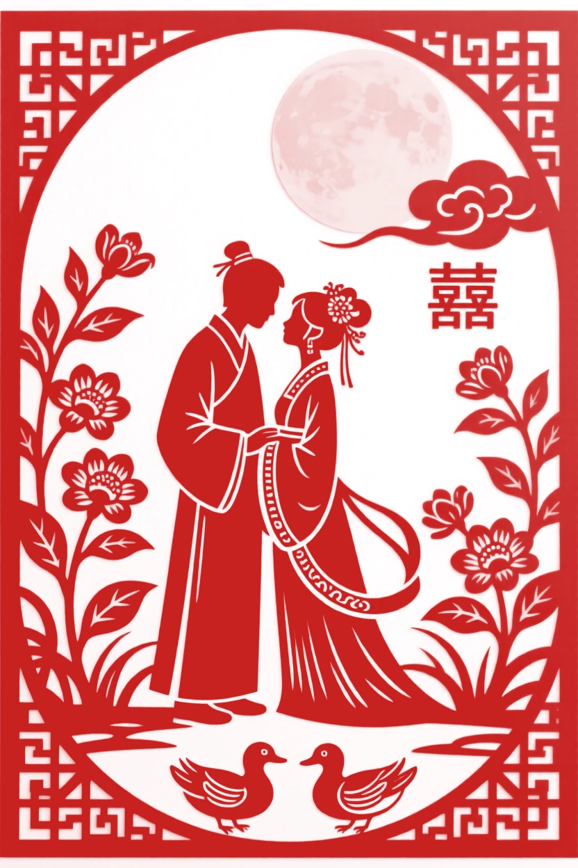 A betrothed couple sharing a quiet moment in a moonlit garden, the scent of jasmine filling the evening air.