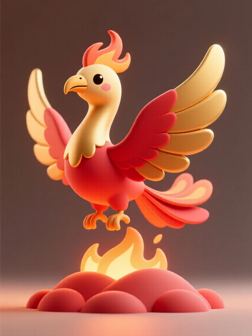 A radiant phoenix bursts into flames of gold and crimson, rising triumphantly from a bed of glowing embers.