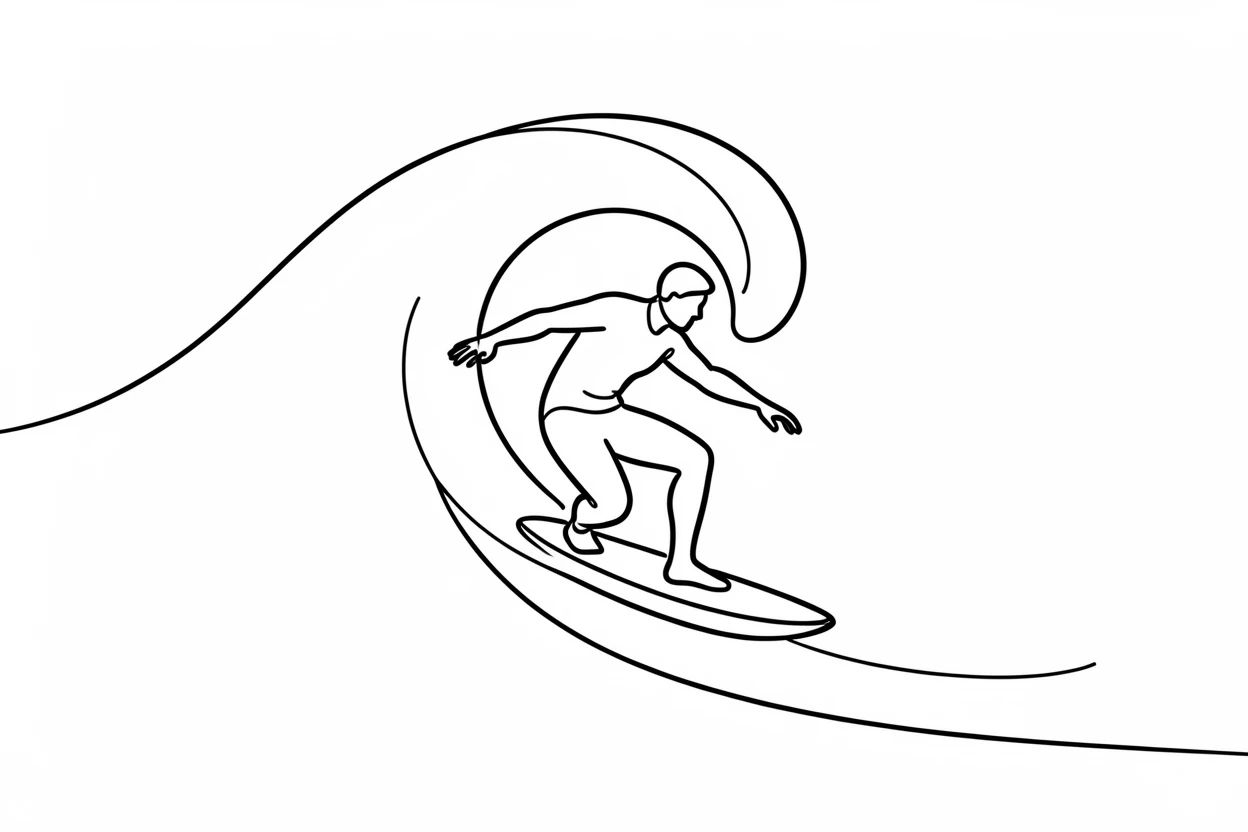 A surfer riding the curling crest of a large ocean wave
