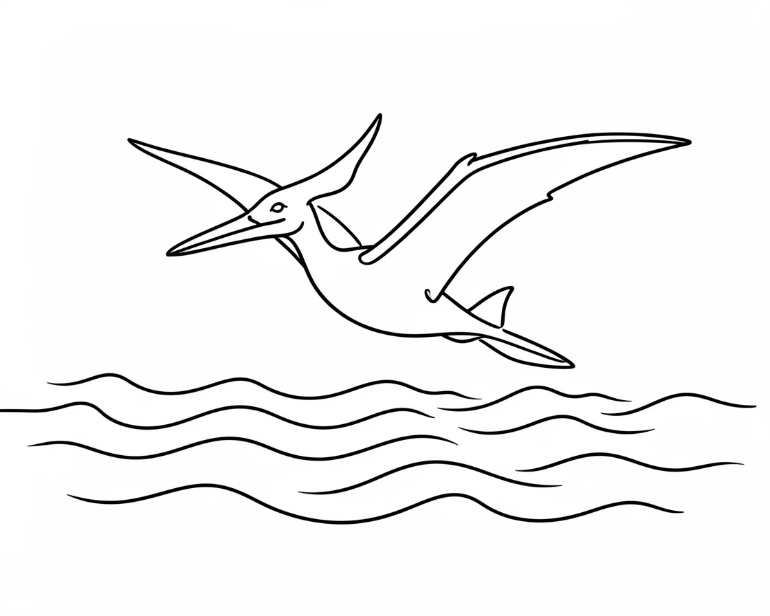 A Pteranodon gliding low over a churning prehistoric sea