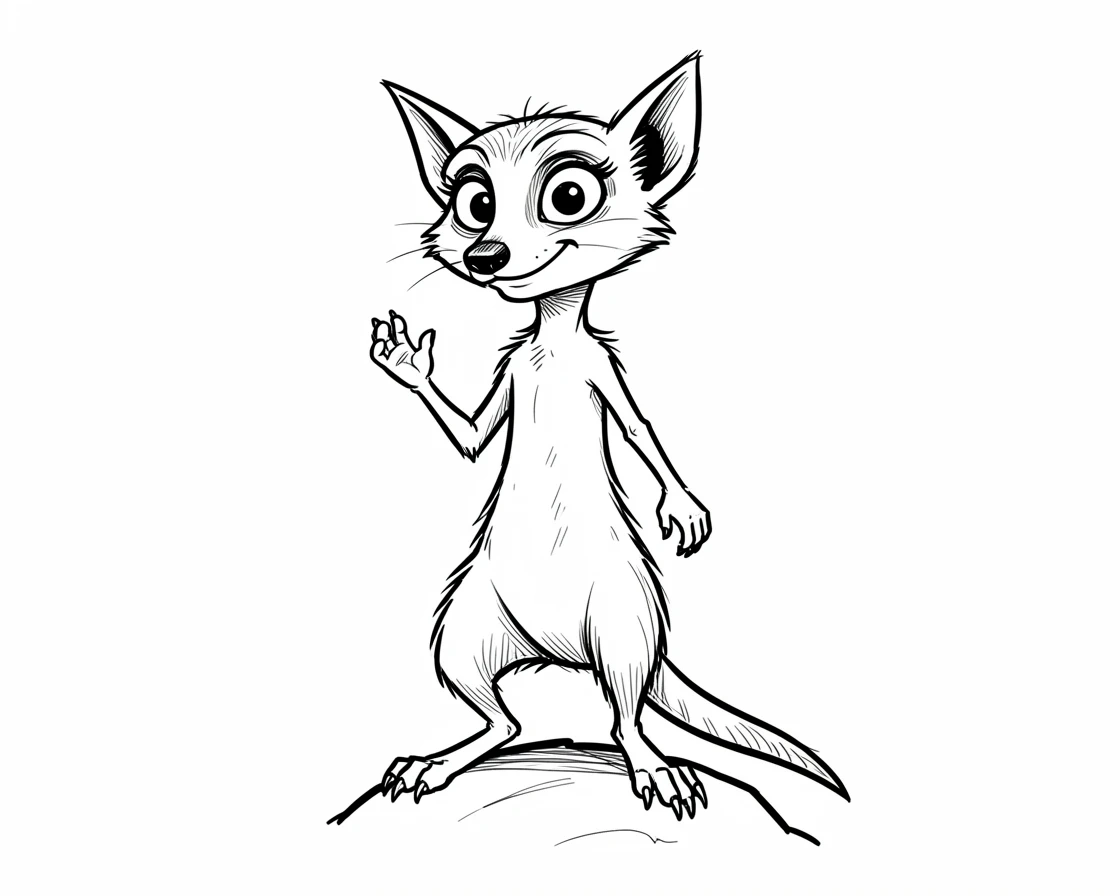 [Cute Animals & Pets] Adorable scene of a curious meerkat standing tall on its hind legs, alert and watchful, bursting with charm and playful energy