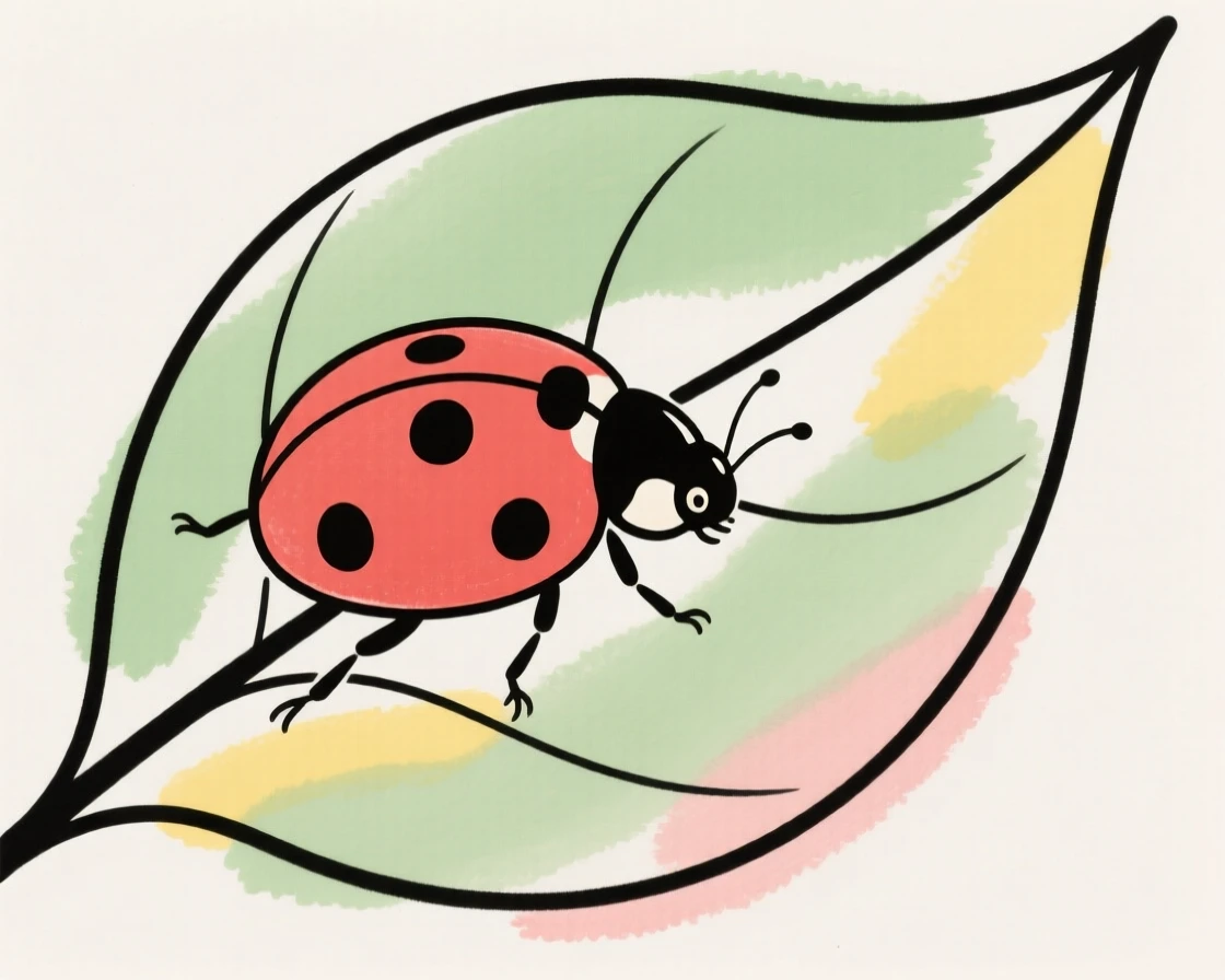 A ladybug crawling on a leaf