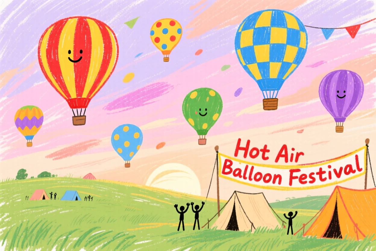 A hot air balloon festival filling the sky with color at dawn.