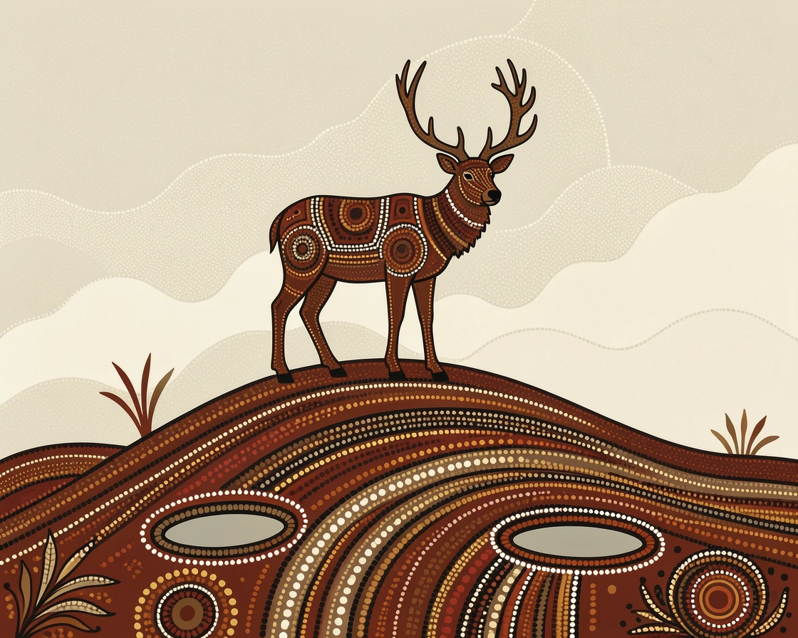 A lone elk standing on a misty hillside