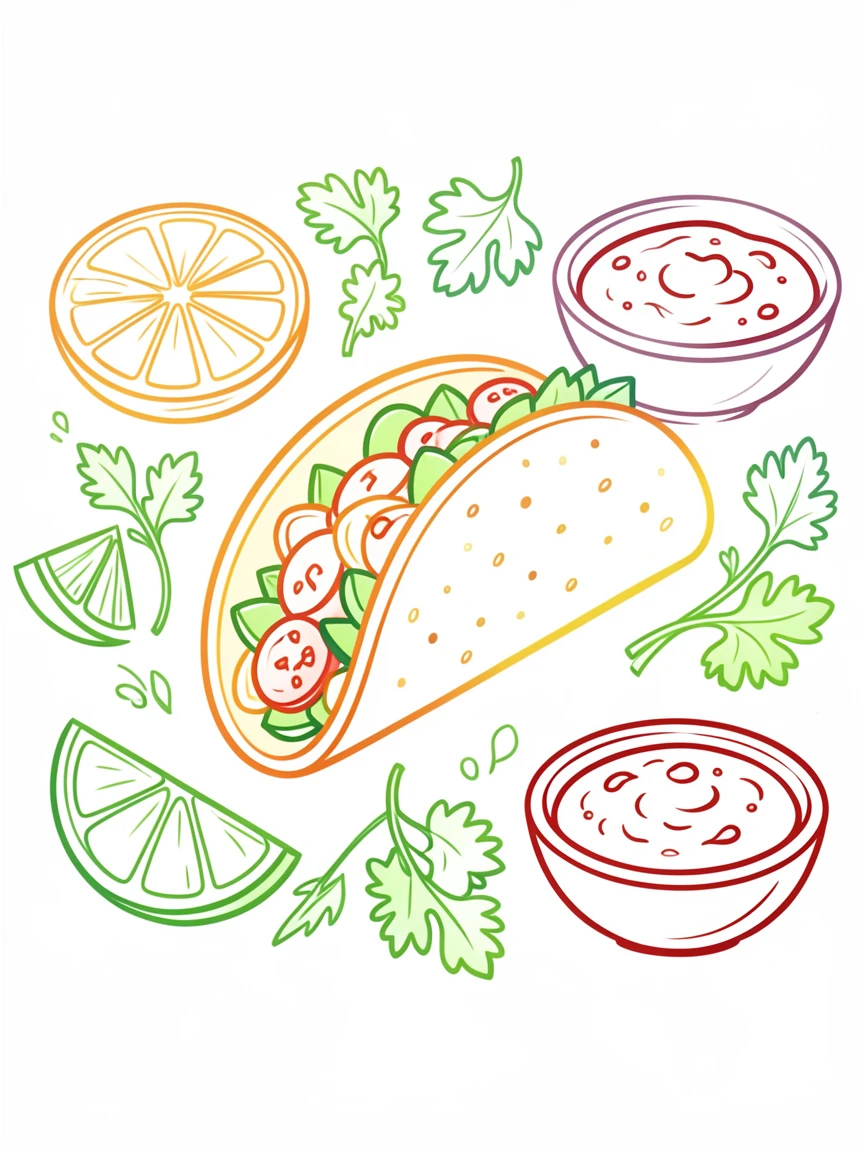 A vibrant taco spread with lime wedges, salsa, and fresh cilantro.