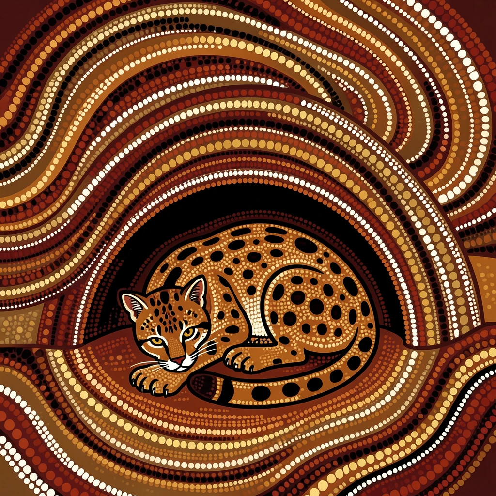 A ocelot sheltering from a desert storm