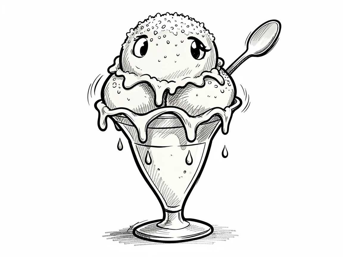 A giant ice cream sundae dusted with powdered sugar.