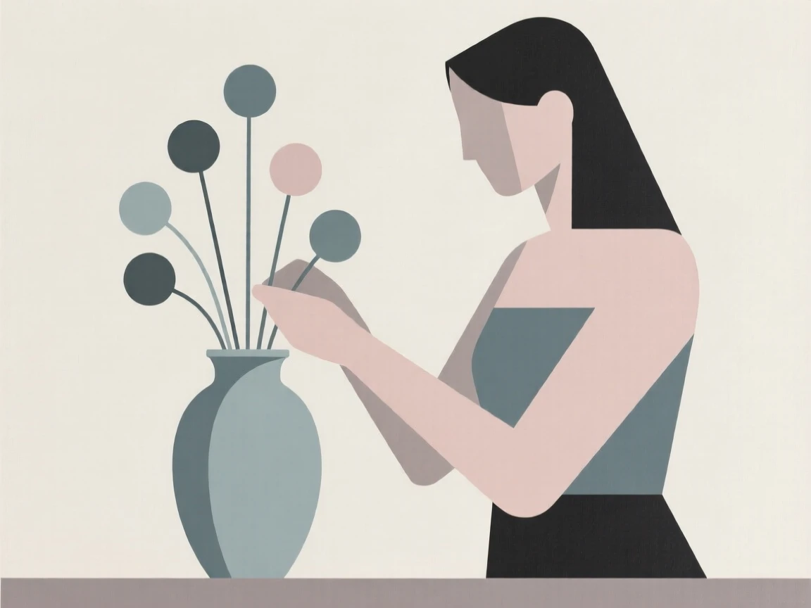 A woman arranging flowers in a vase