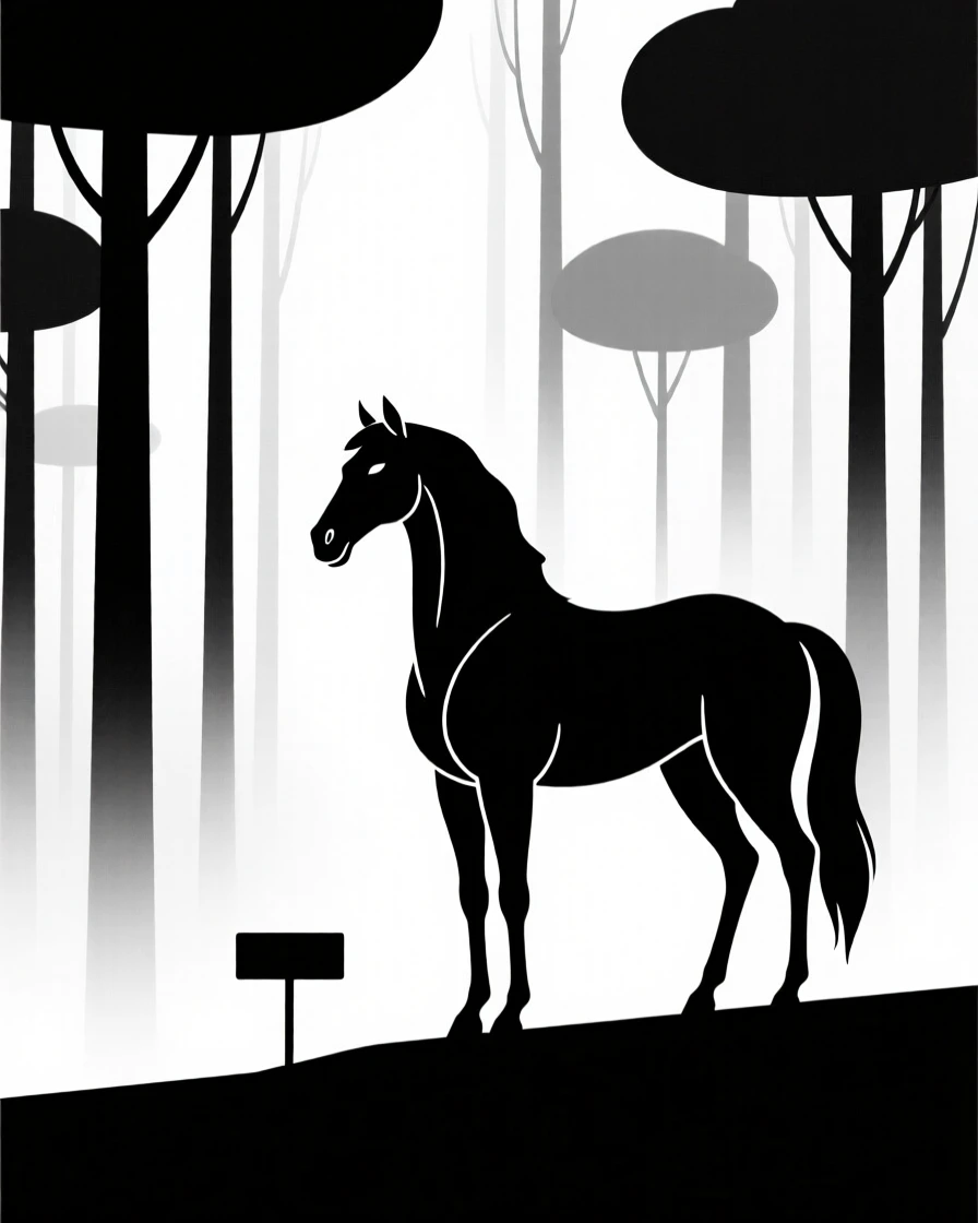 A centaur standing at the edge of a misty forest.
